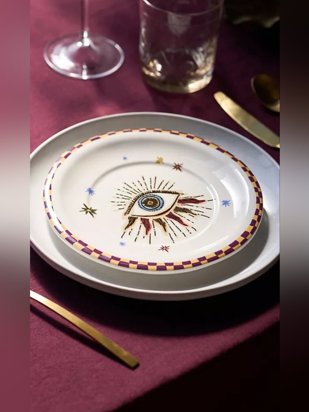 Anthropologie, Handpainted Fortune Stoneware Dessert Plate In White